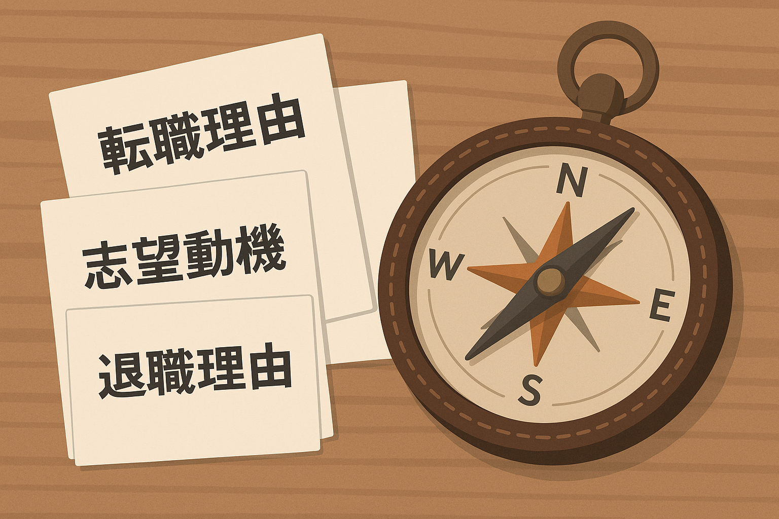 転職理由と志望動機を整理し、自分のコンパスを確認するイメージ